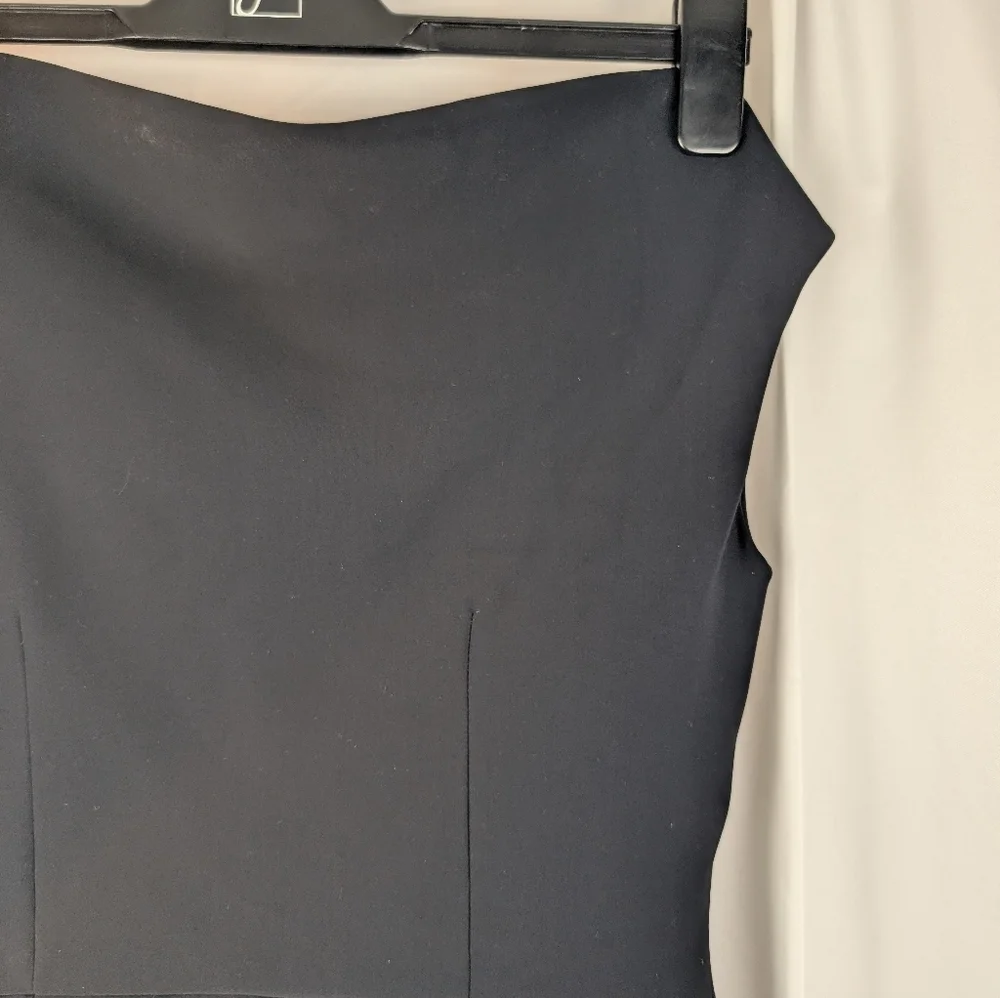 Chiara Boni Black One-Shoulder Sheath Dress with Side Ruffles Size 10(46) In EUC - Picture 12 of 13